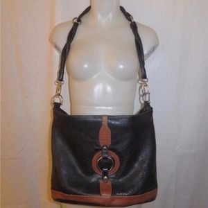 STEFANIA BLACK LEATHER SHOULDER BAG